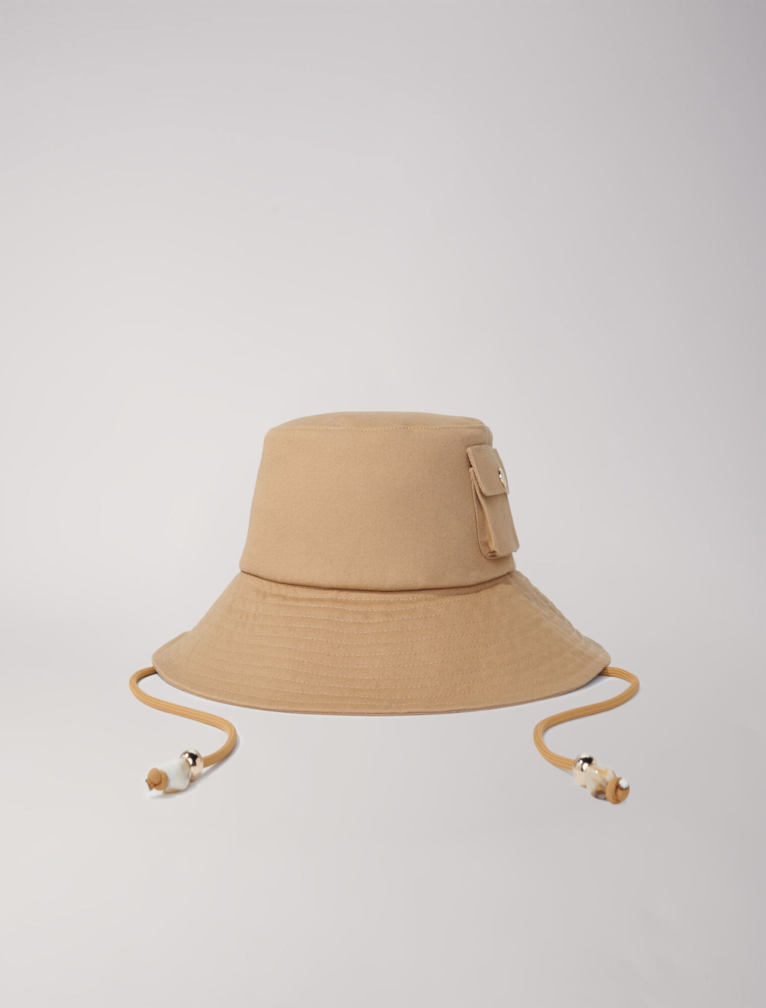 Beaded drawstring bucket hat