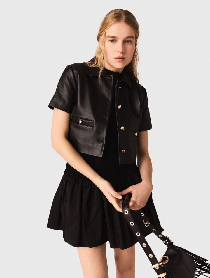 Cropped leather jacket
