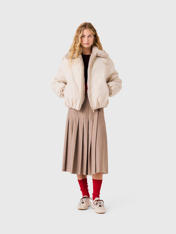 Reversible faux fur puffer jacket