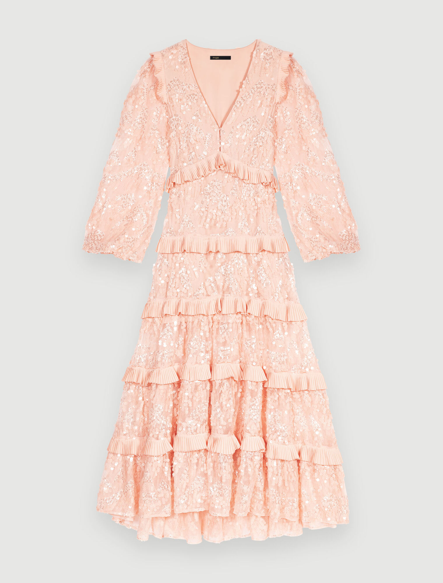 Long ruffled sequinned dress