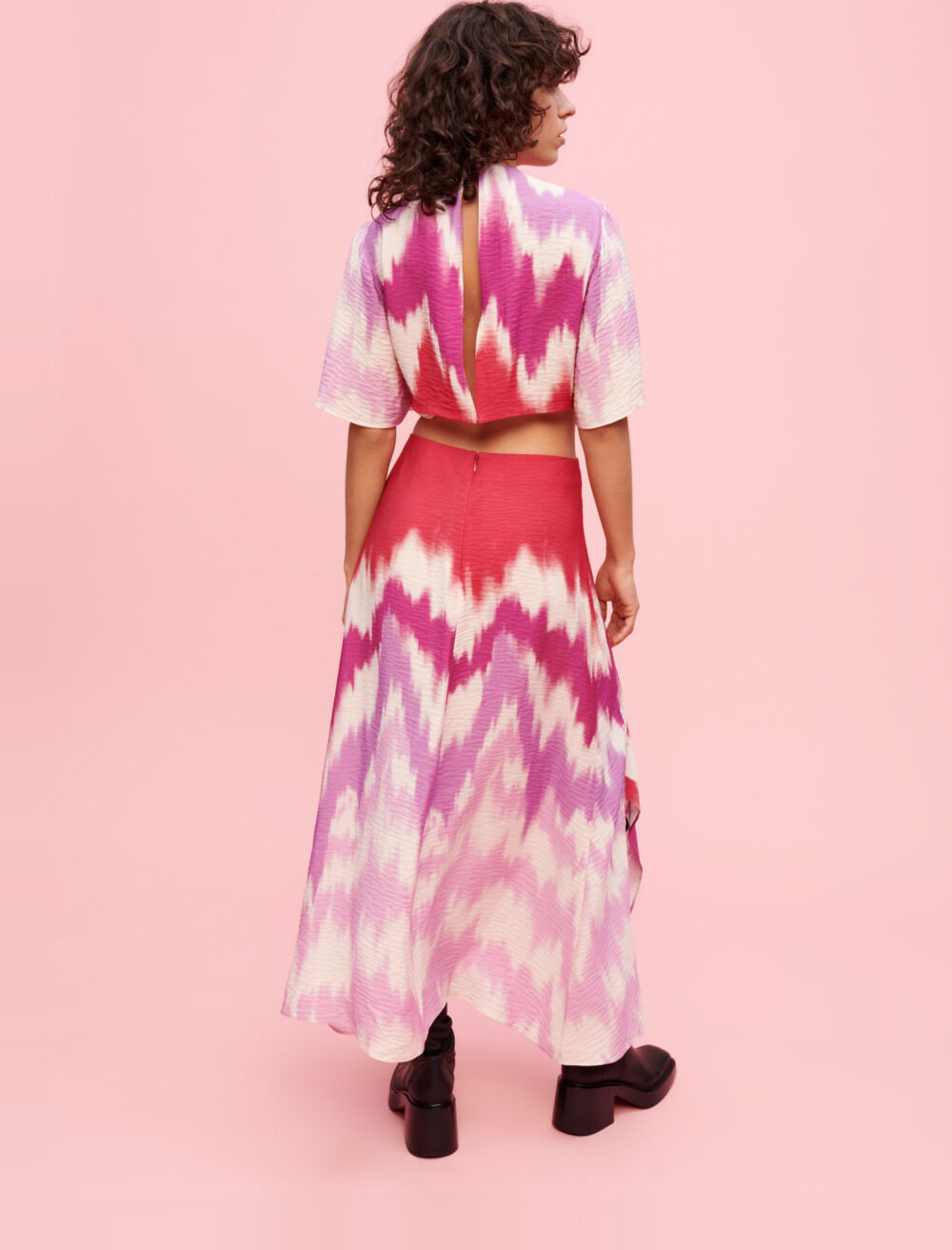 m a様 Tie and Dye asymmetrical scarf dress Pink For Women | Maje