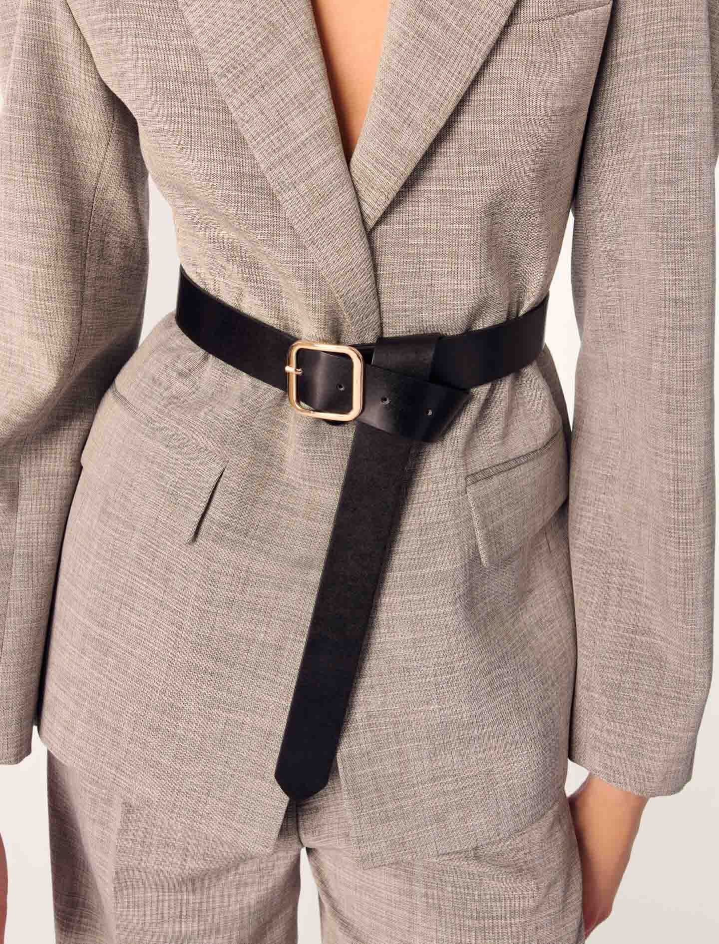 めい Belted suit jacket Black / Gray For Women | Maje