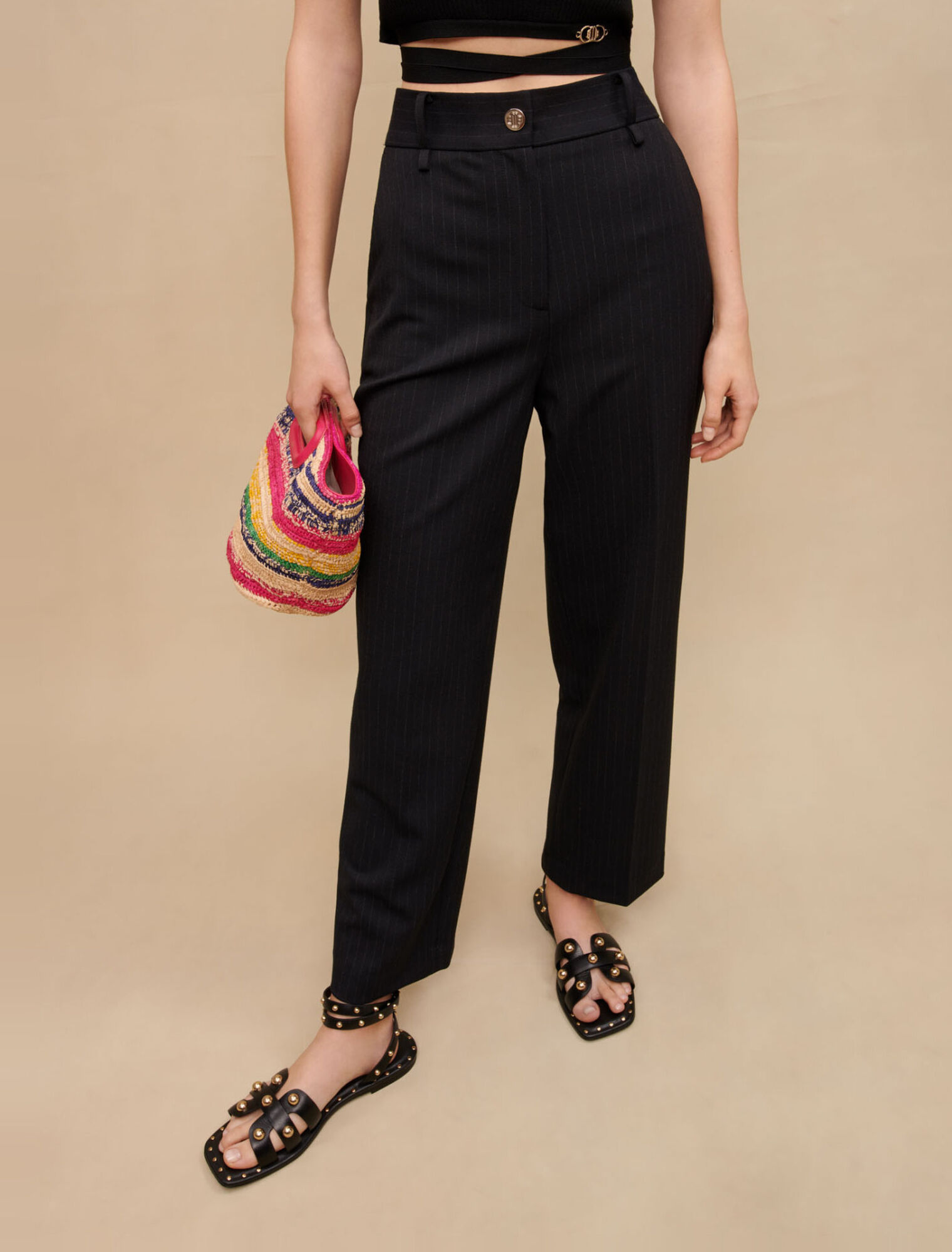 Chalk-striped suit trousers