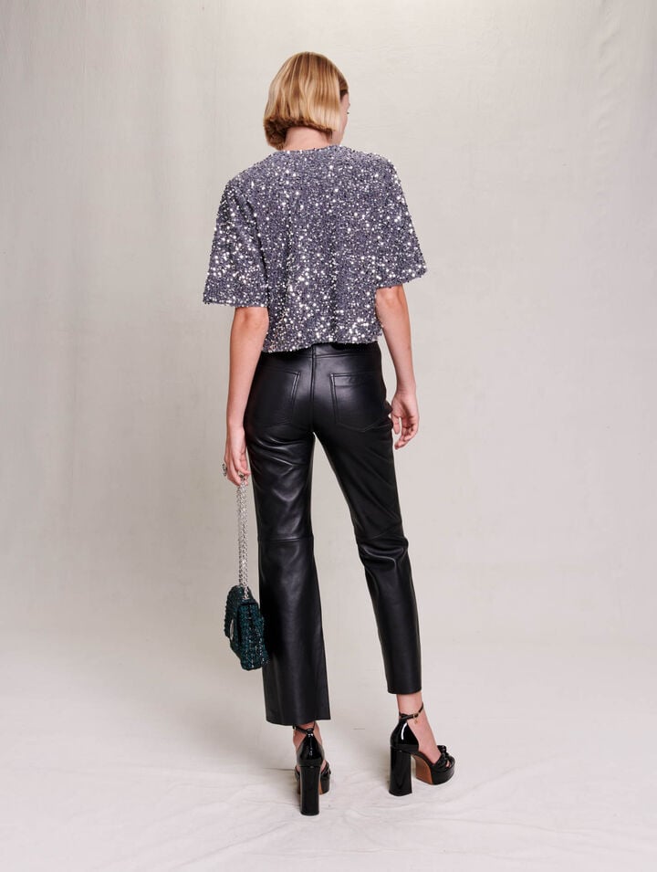 Sequinned velvet top