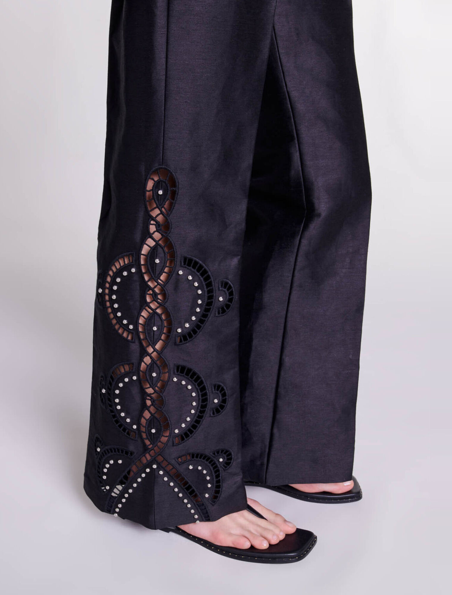 Openwork flared trousers