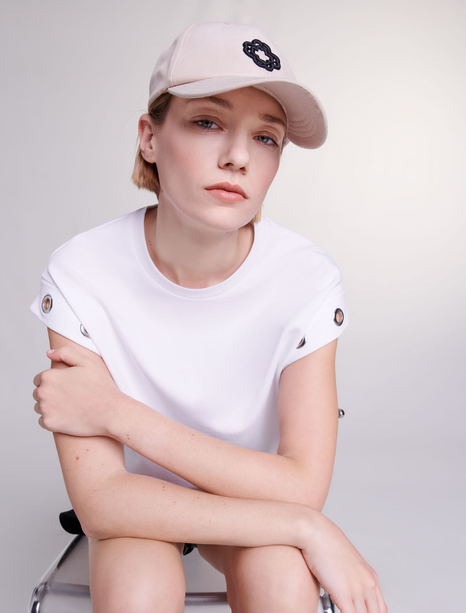 Eyelet detail T-shirt