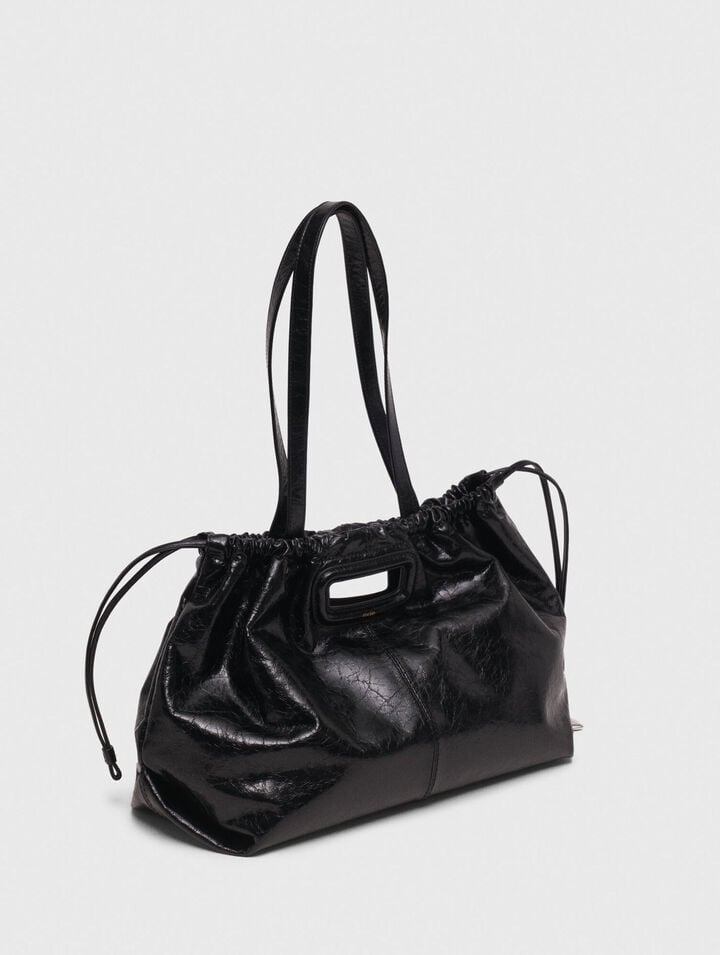 Crackled leather M Tote bag
