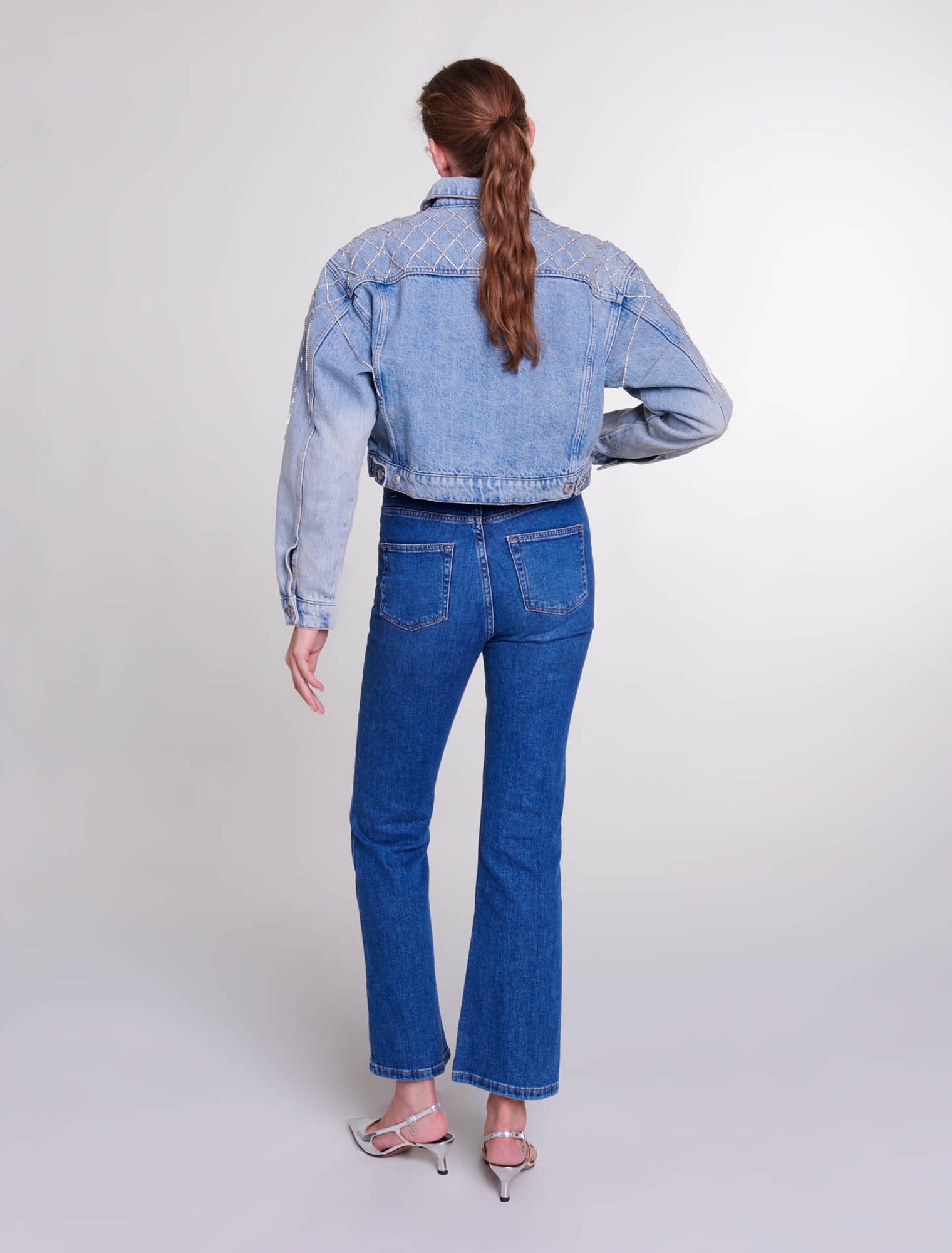 Denim jacket with rhinestones