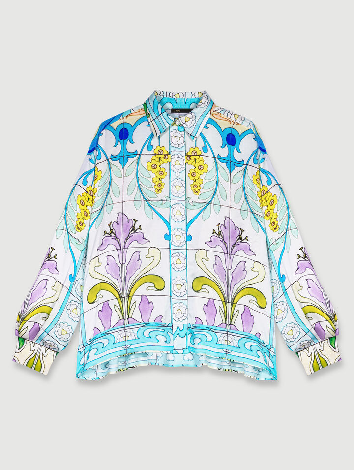 Satin-effect patterned shirt