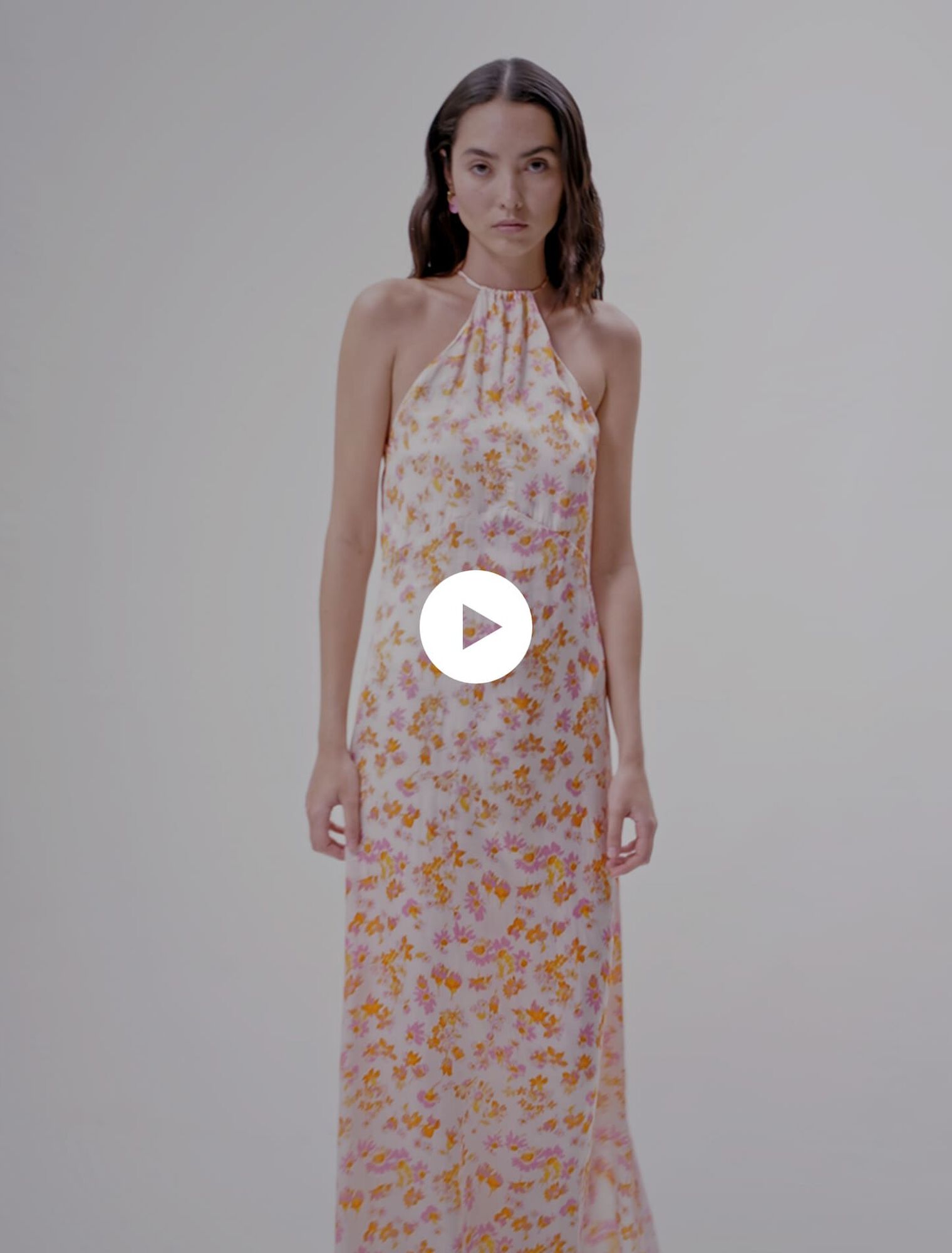 Floral satin-effect maxi dress Multicolor For Women | Maje