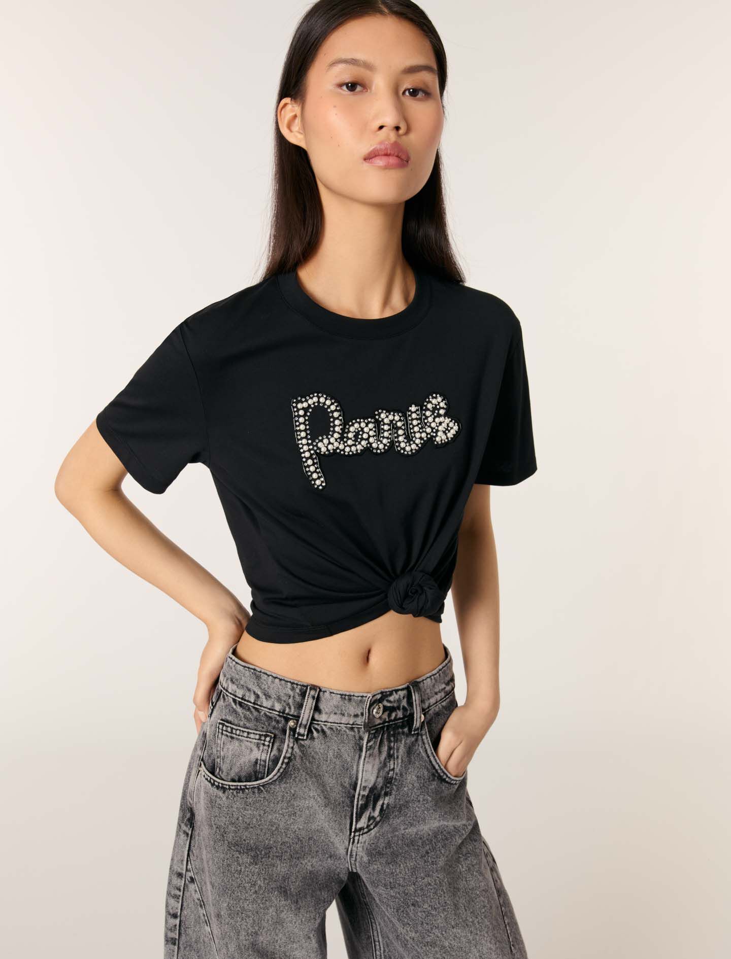 Maje Paris rhinestone T-shirt White For Women | Maje