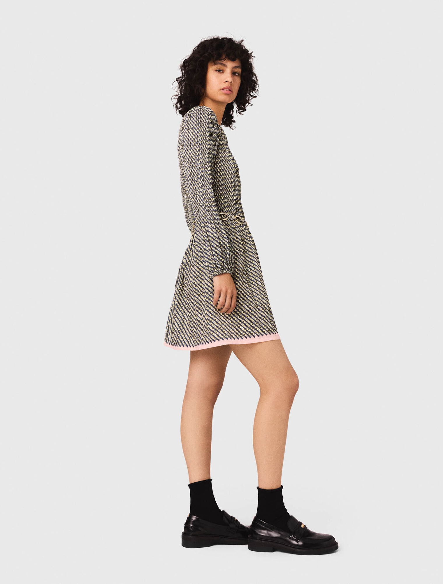 Patterned pleated dress