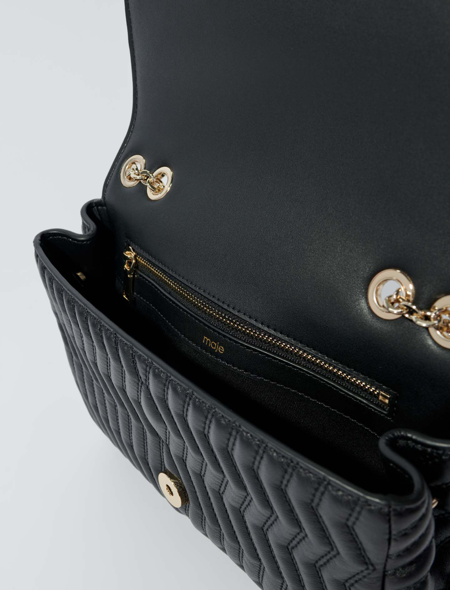 Leather bag with chain strap Black / Gray For Women | Maje