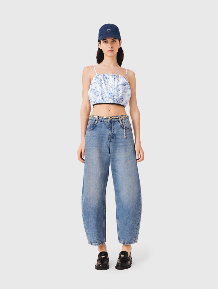 Patterned top with straps