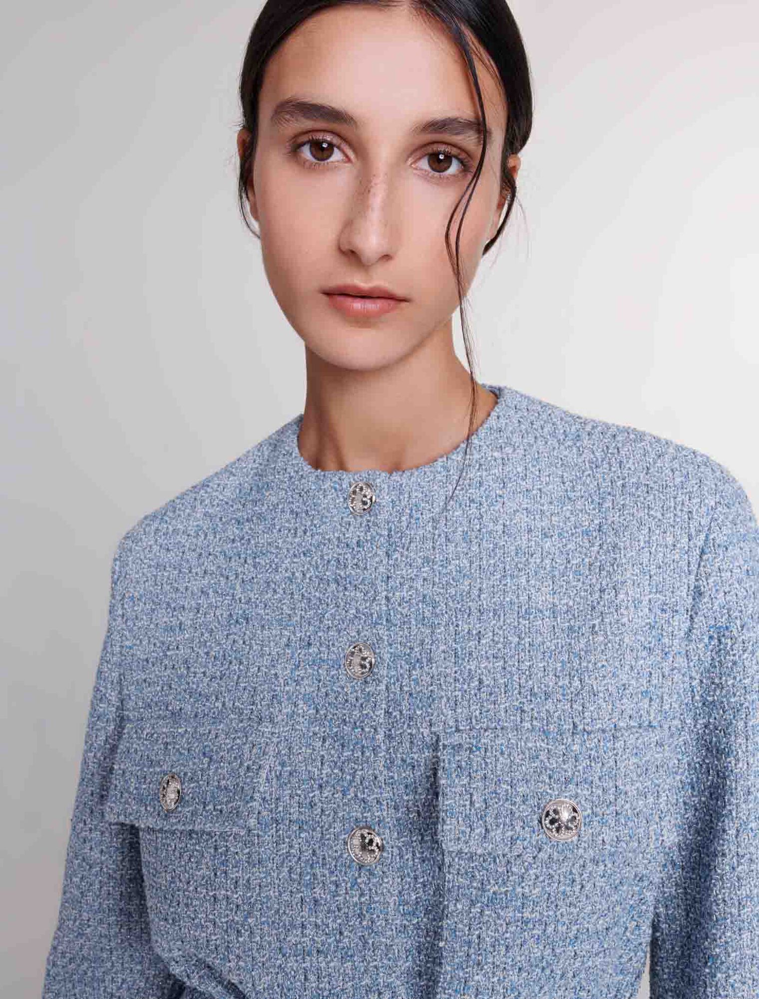Belted tweed jacket
