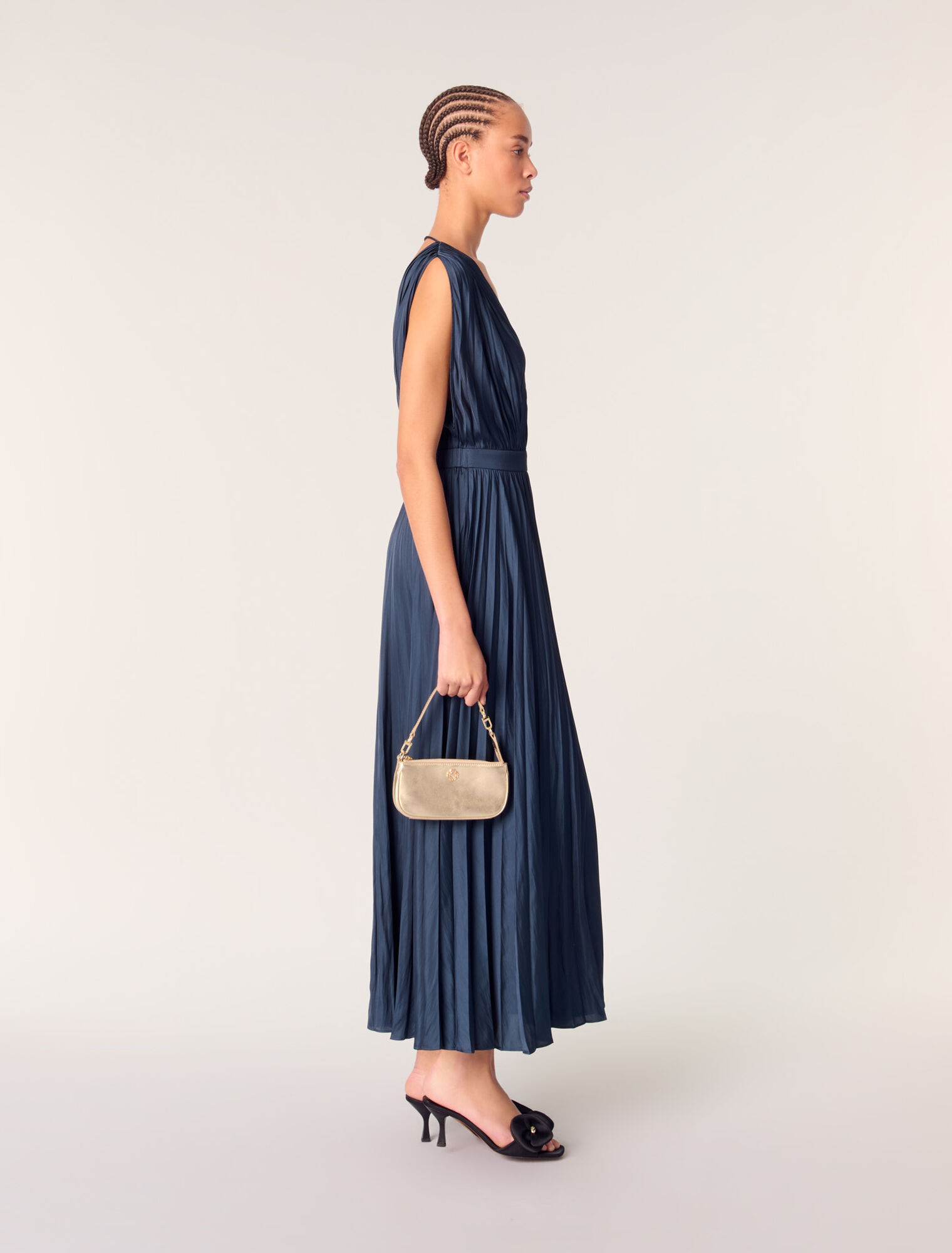Metallic leather Sarah clutch bag