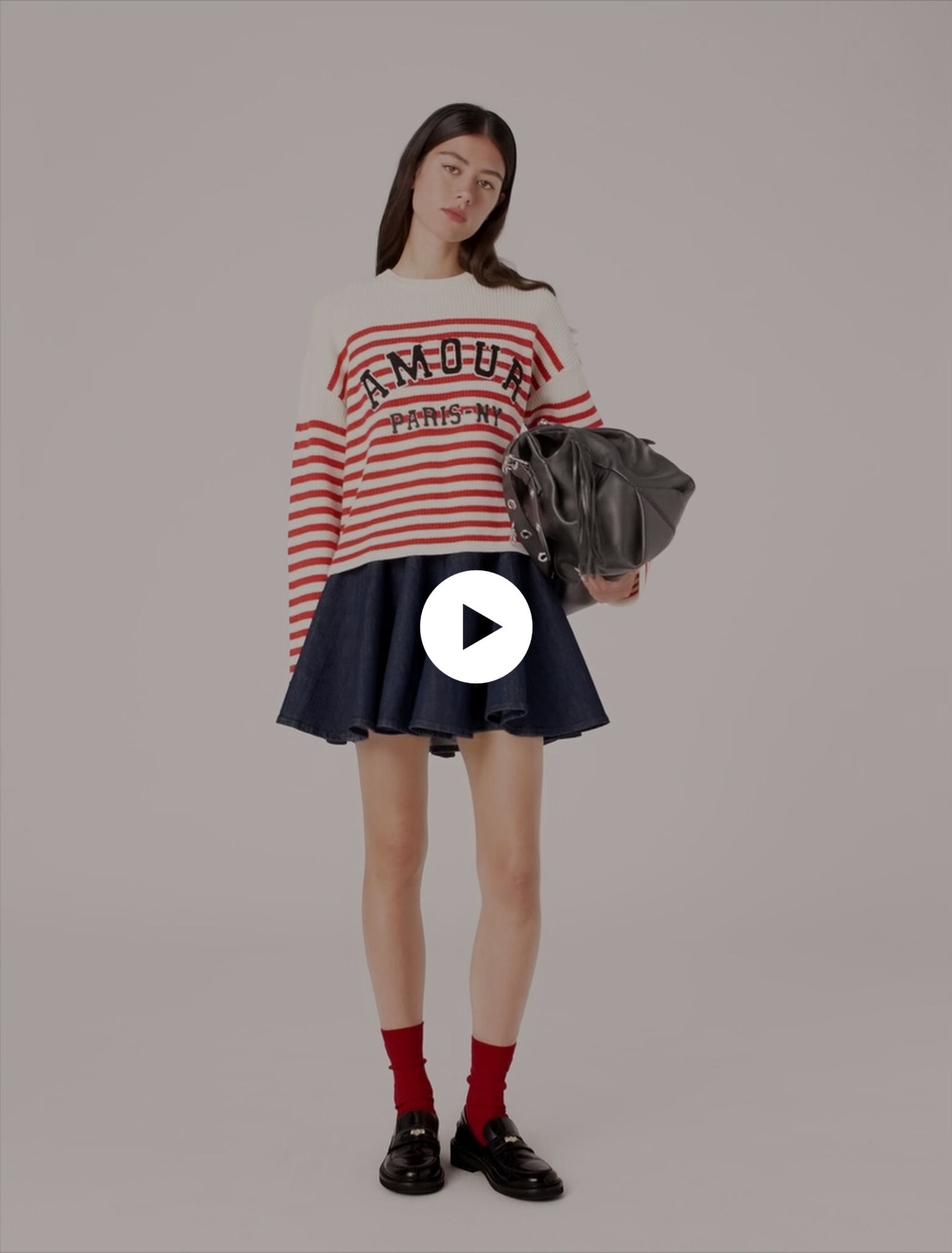 Striped rib knit sweater