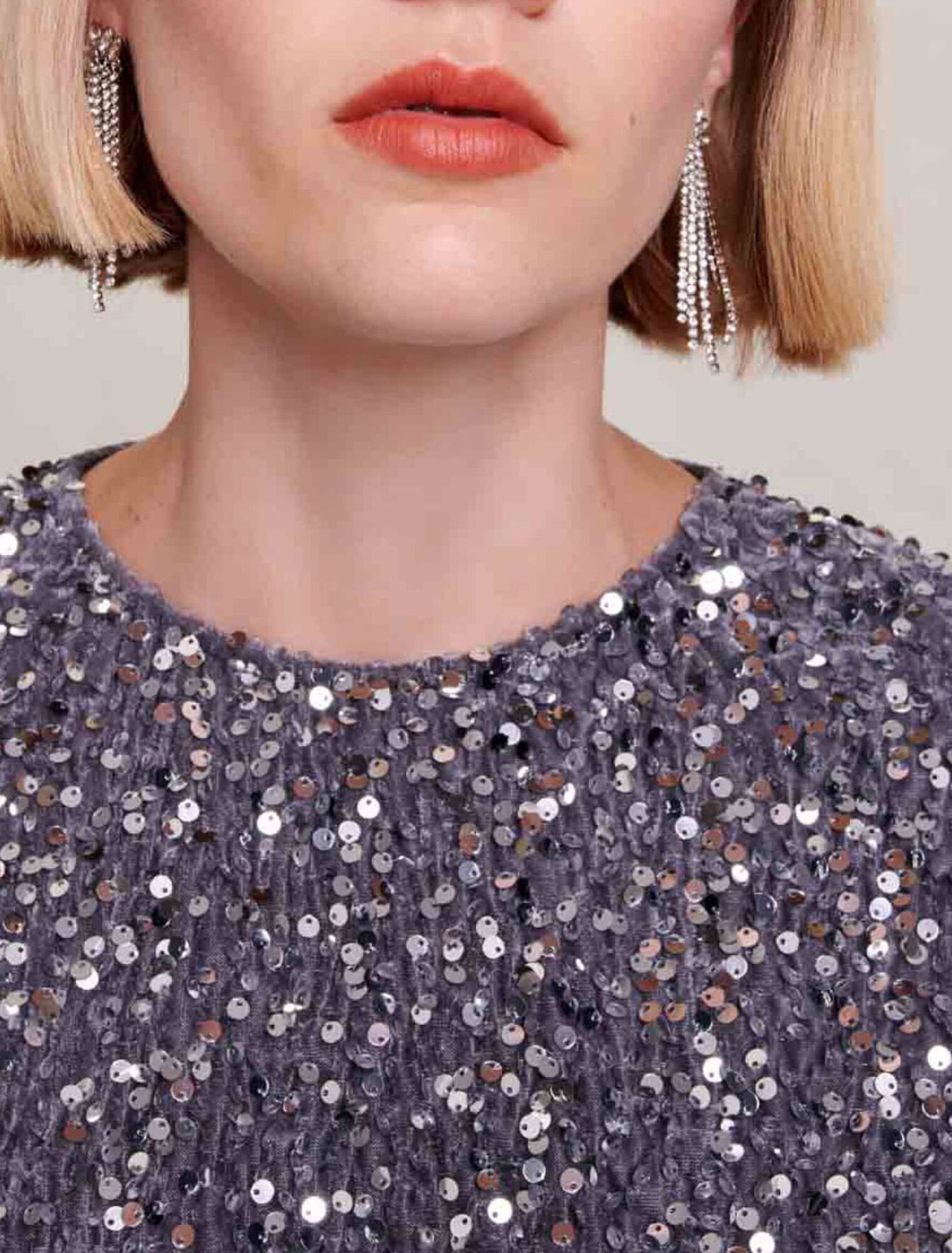 Sequinned velvet top