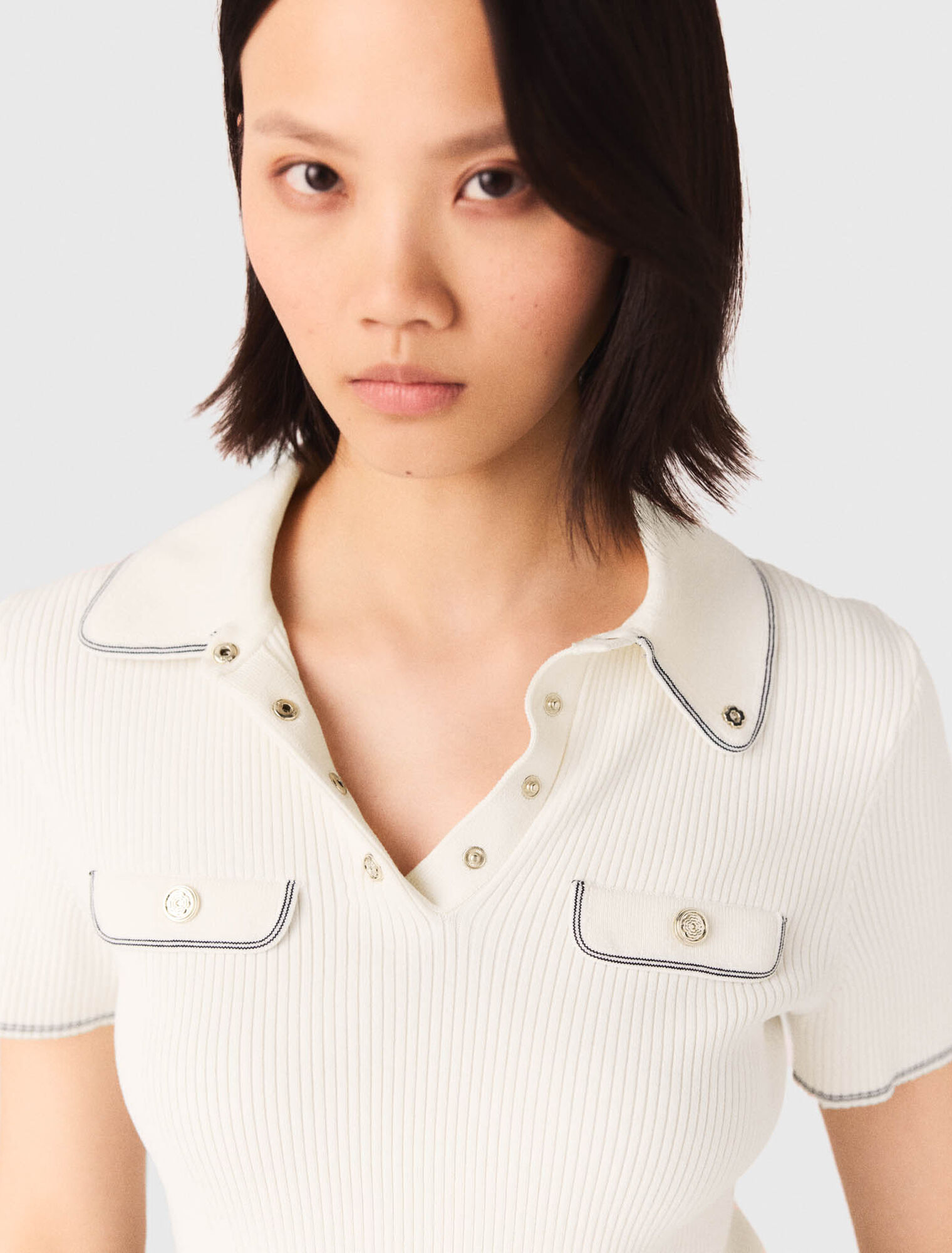Short sleeve knit polo shirt