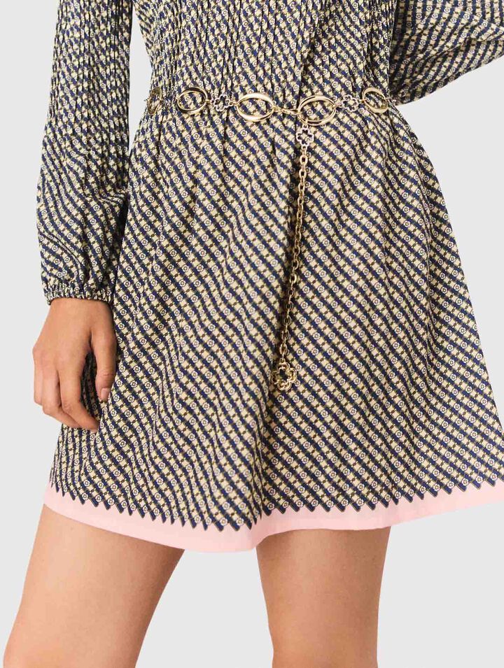 Patterned pleated dress