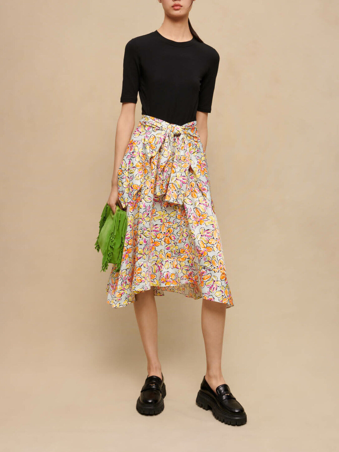 Floral print tie skirt Printed For Women | Maje