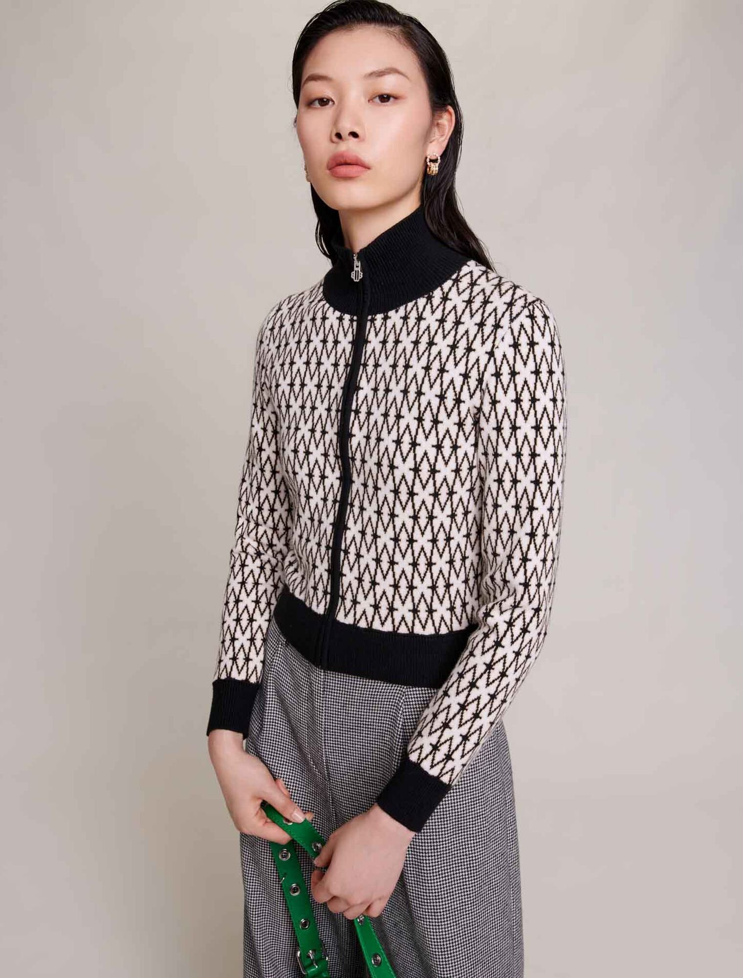 Monogrammed knit cardigan