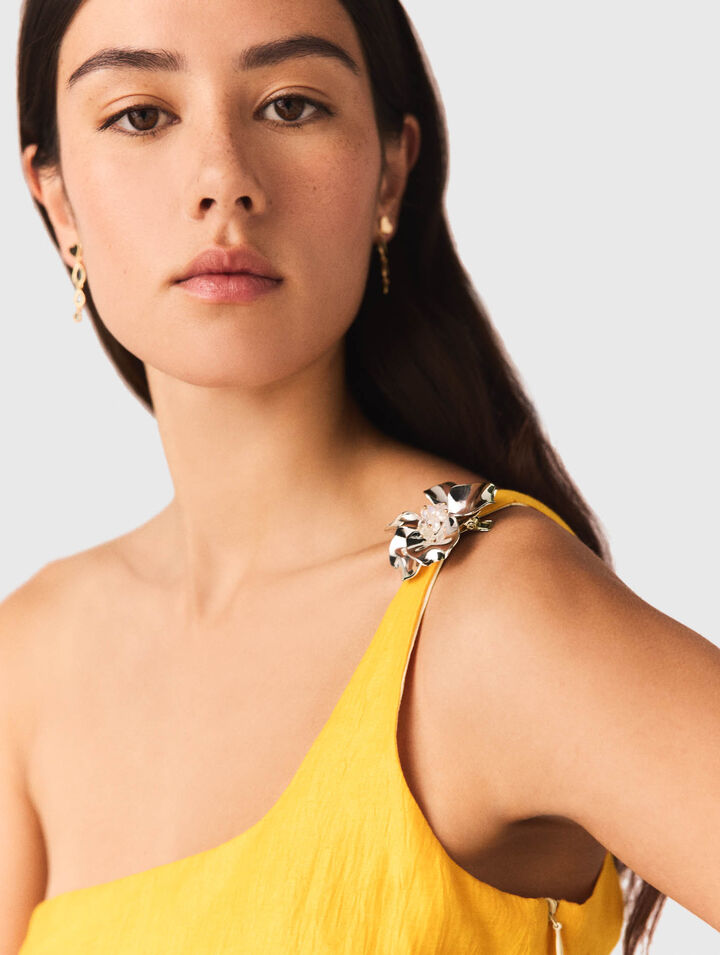 Asymmetrical linen-blend dress