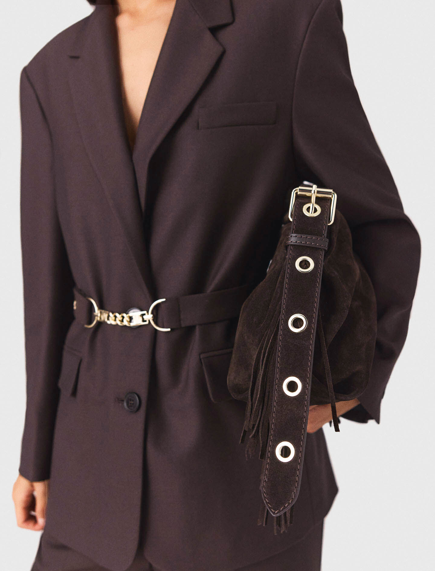 Belted suit jacket Brown For Women | Maje