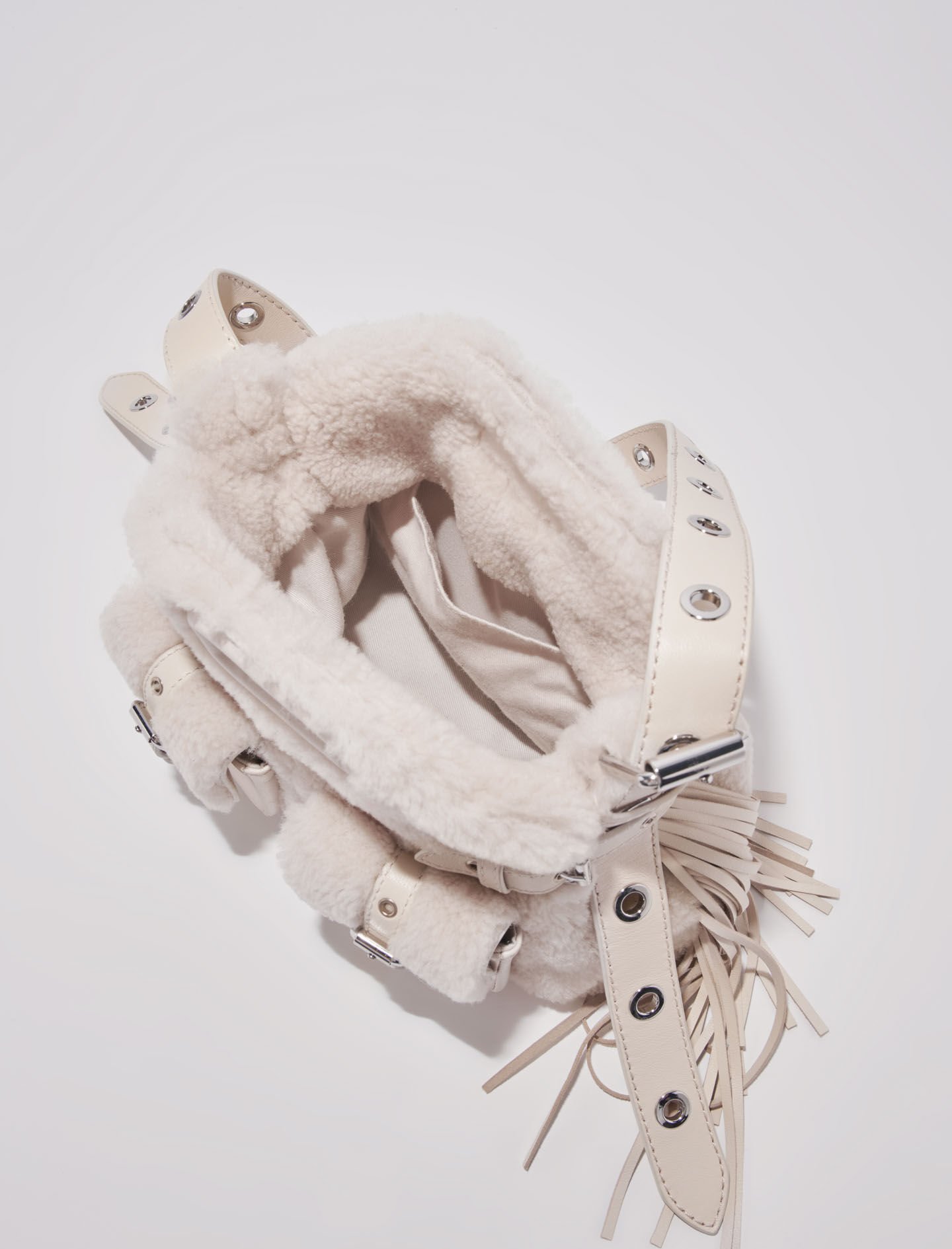 Miss M Mini faux fur cargo bag White For Women | Maje