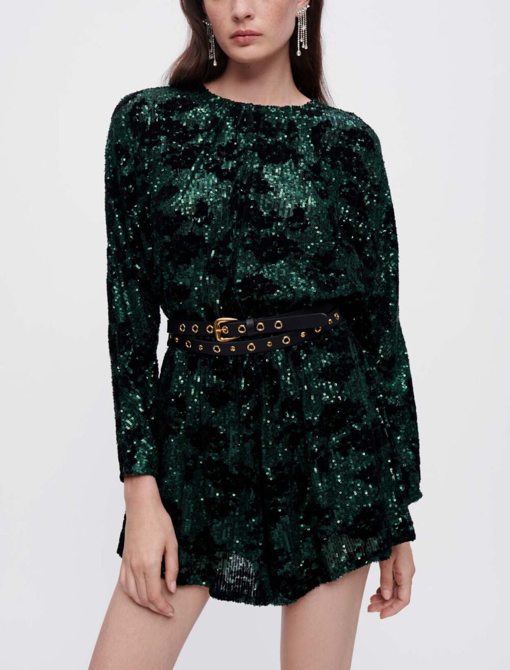 Sequin pant suit Green For Women | Maje