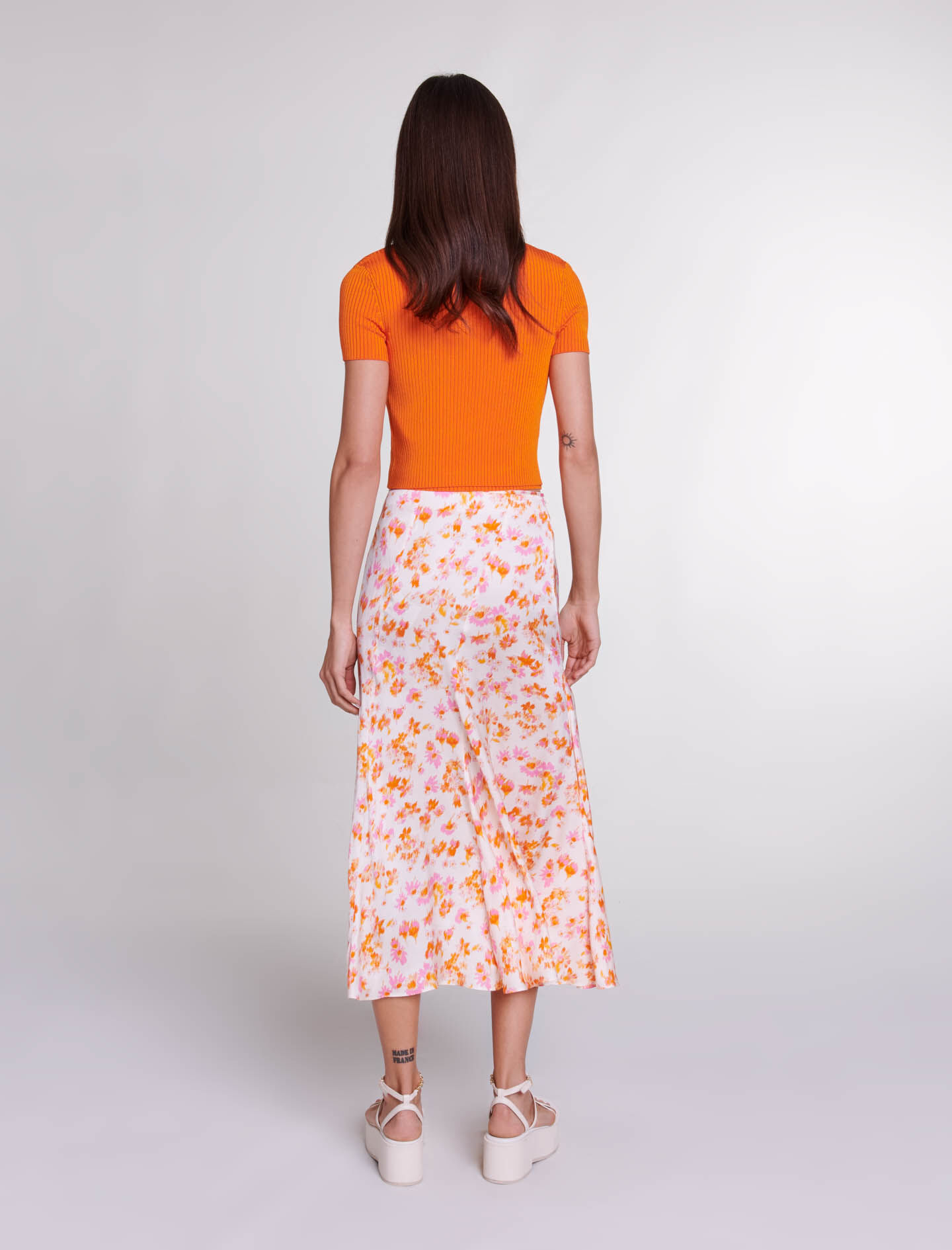 Rib knit twin set Yellow / Orange For Women | Maje