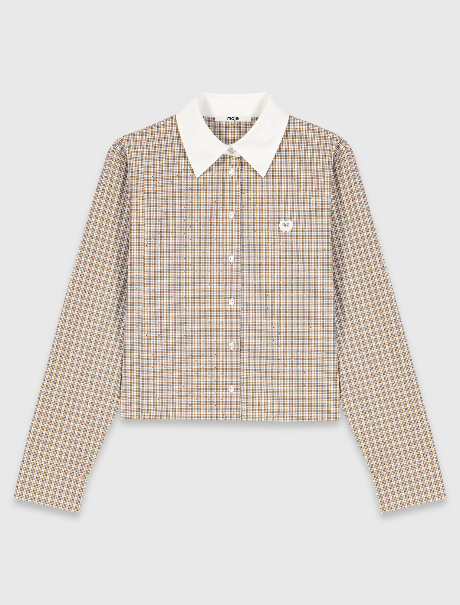 Short rhinestone checked shirt
