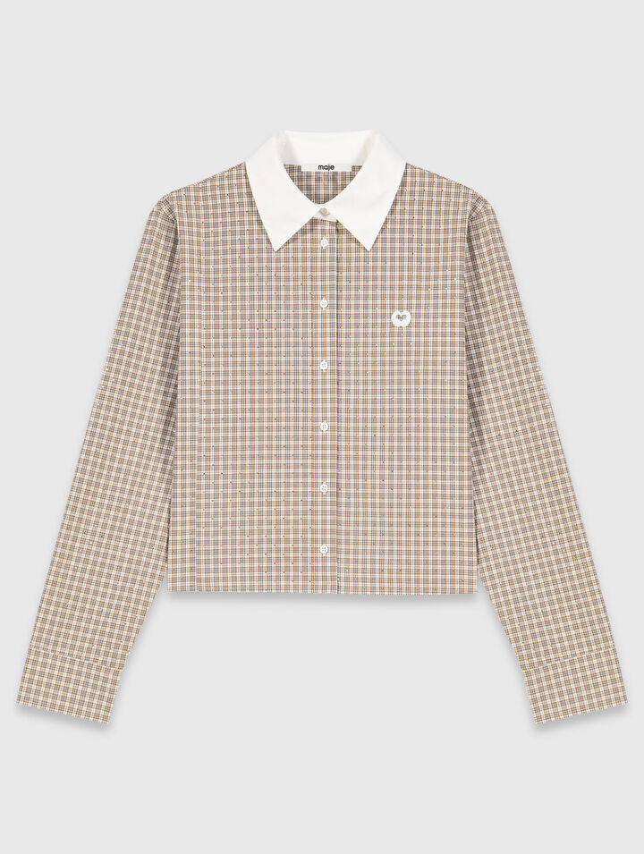 Short rhinestone checked shirt