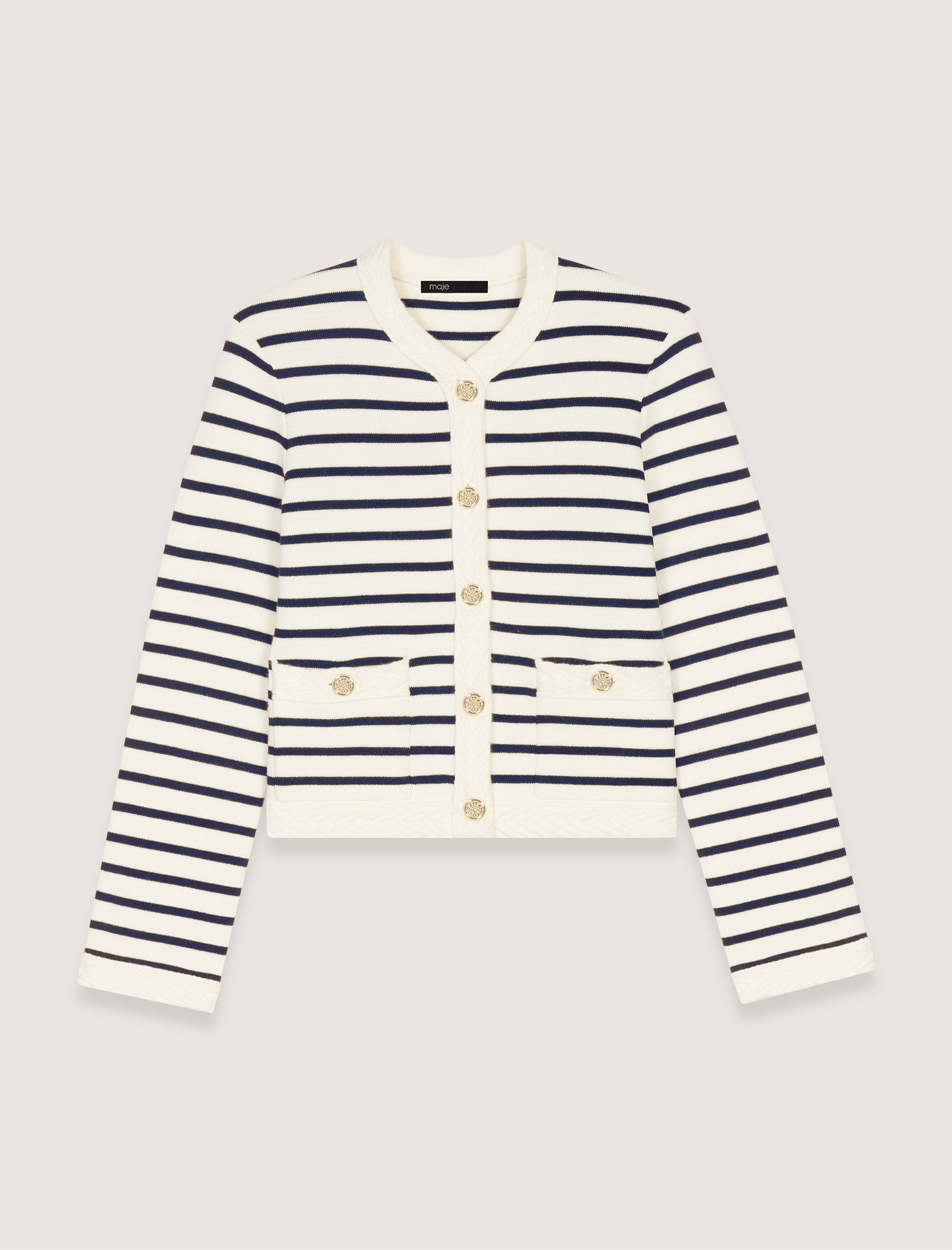 Striped knit cardigan Blue For Women | Maje