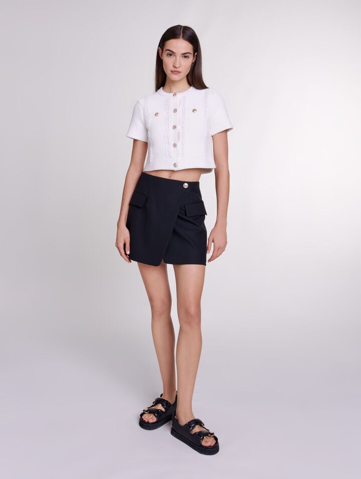 Asymmetric wrap skirt