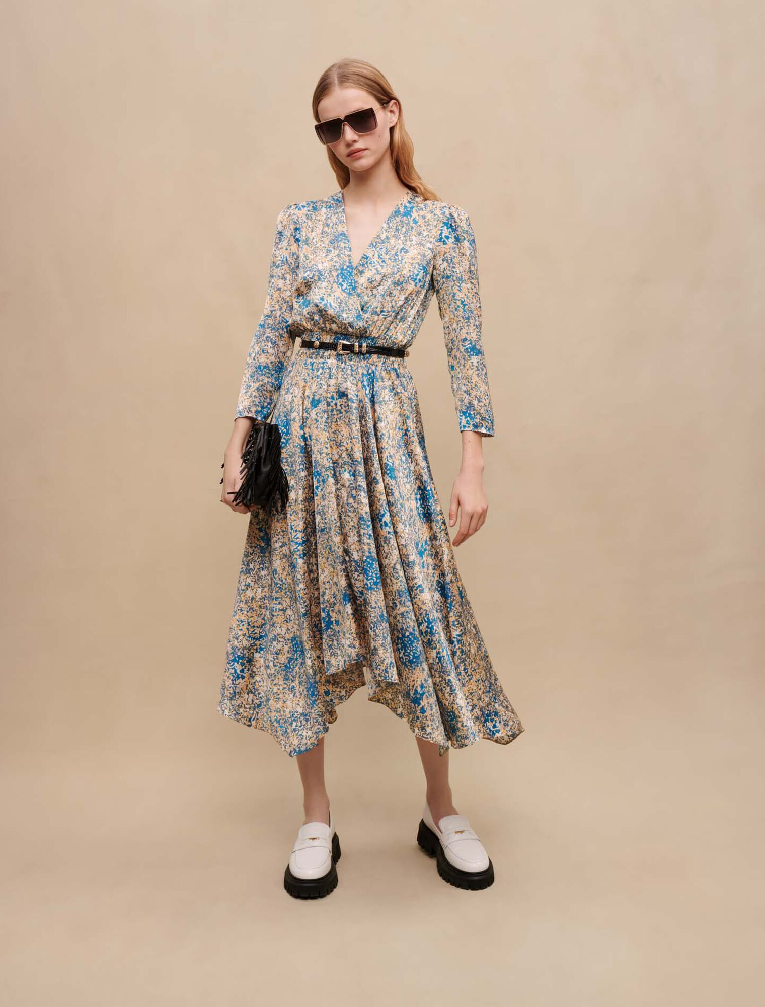Asymmetric animal-print dress
