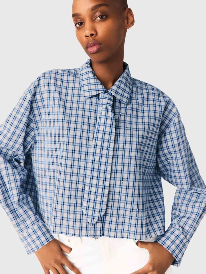 Rhinestone shirt with removable tie