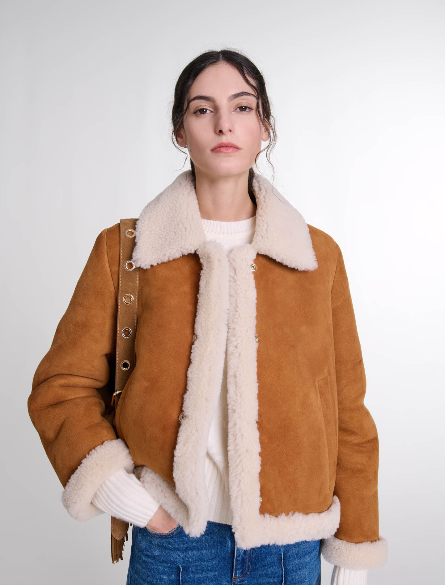 Shearling-effect fur coat Brown For Women | Maje Shearling-effect fur coat Brown For Women | Maje