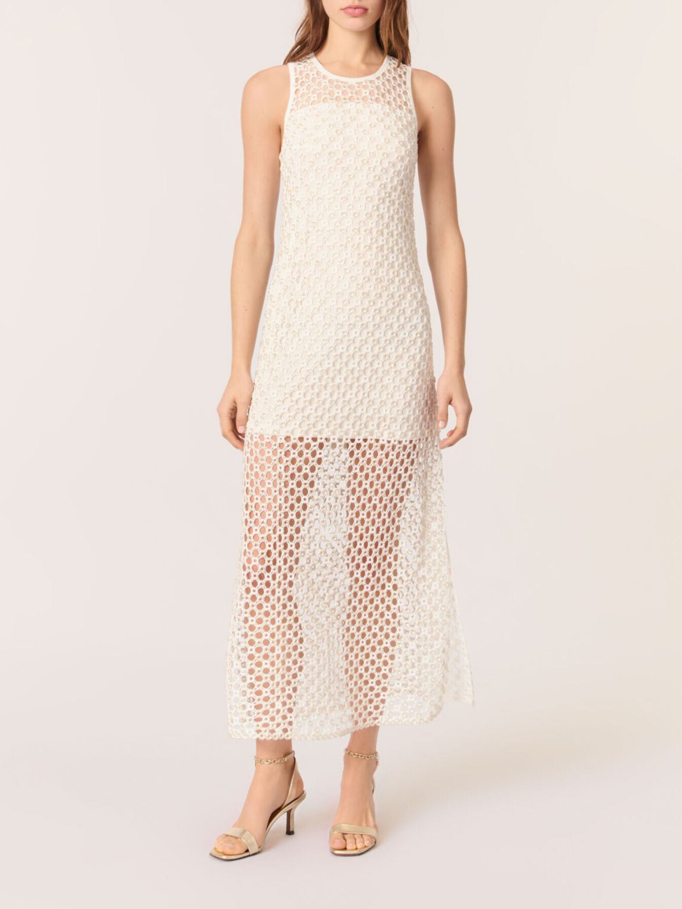 Beaded crochet maxi dress White For Women | Maje