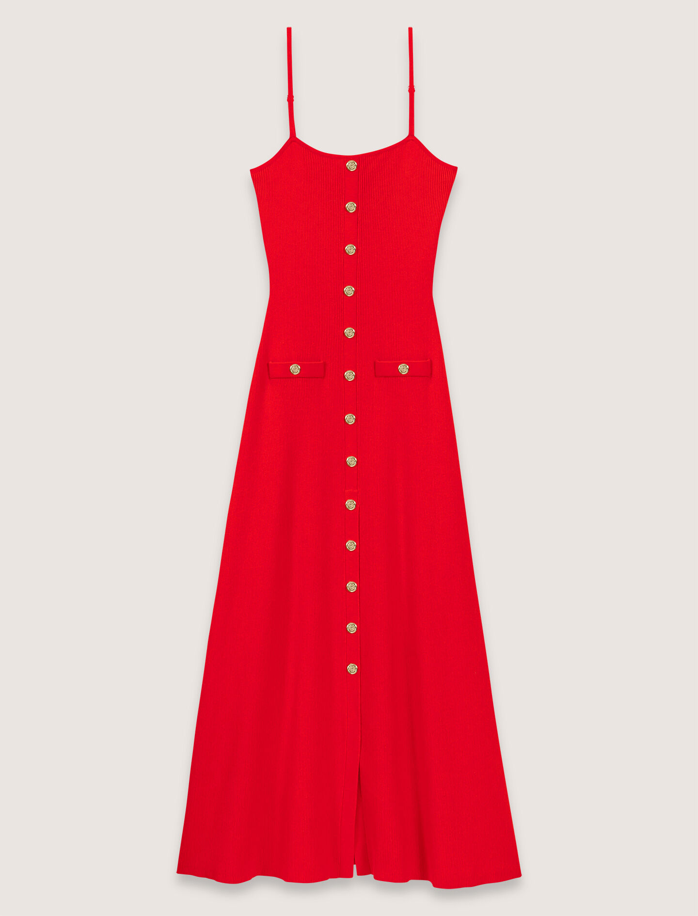 Rib knit maxi dress Red For Women | Maje