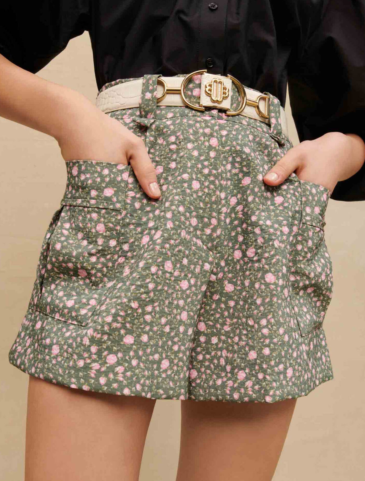 Rosebud-print shorts
