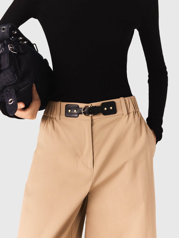 Wide-leg cotton pants