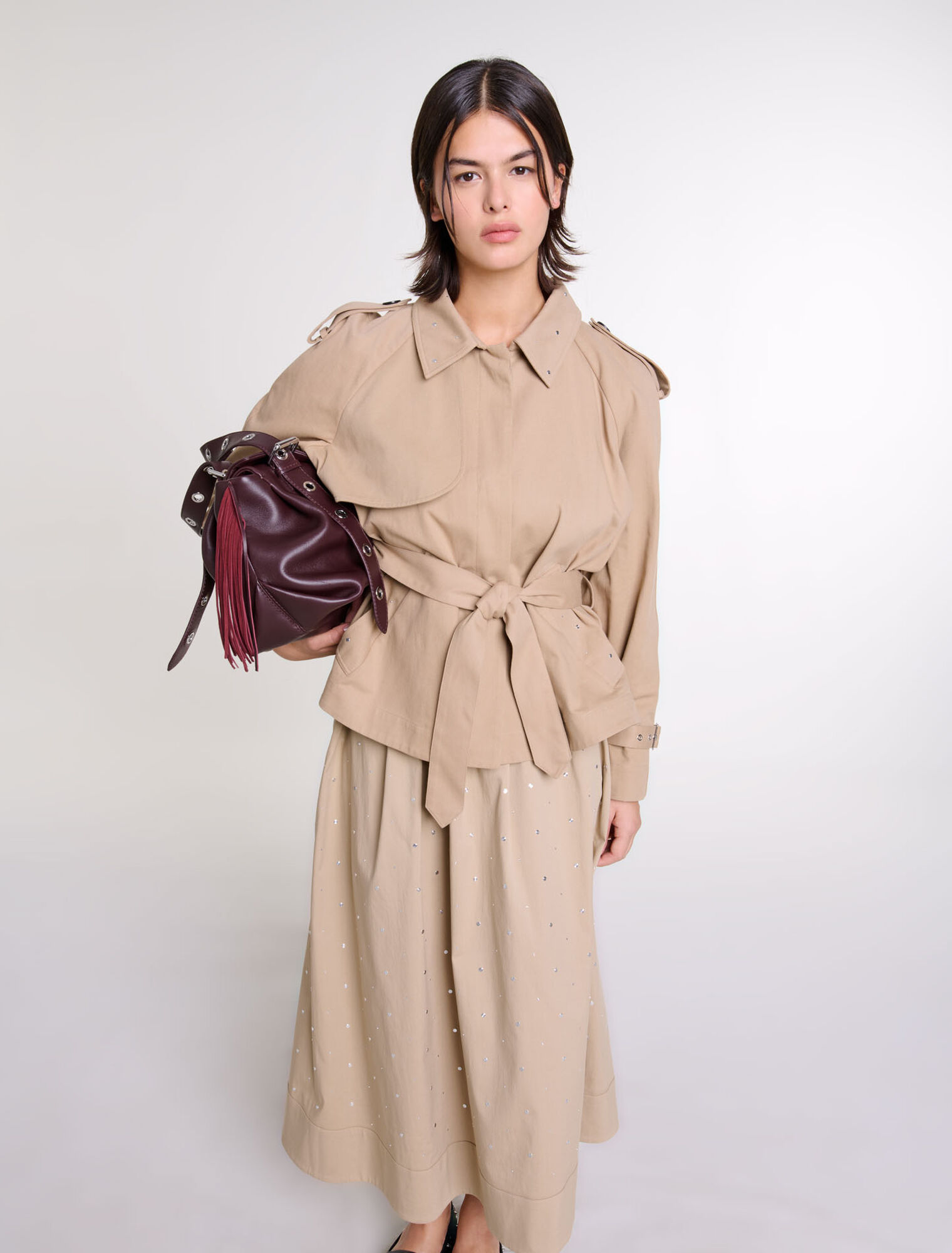 Short studded trench coat