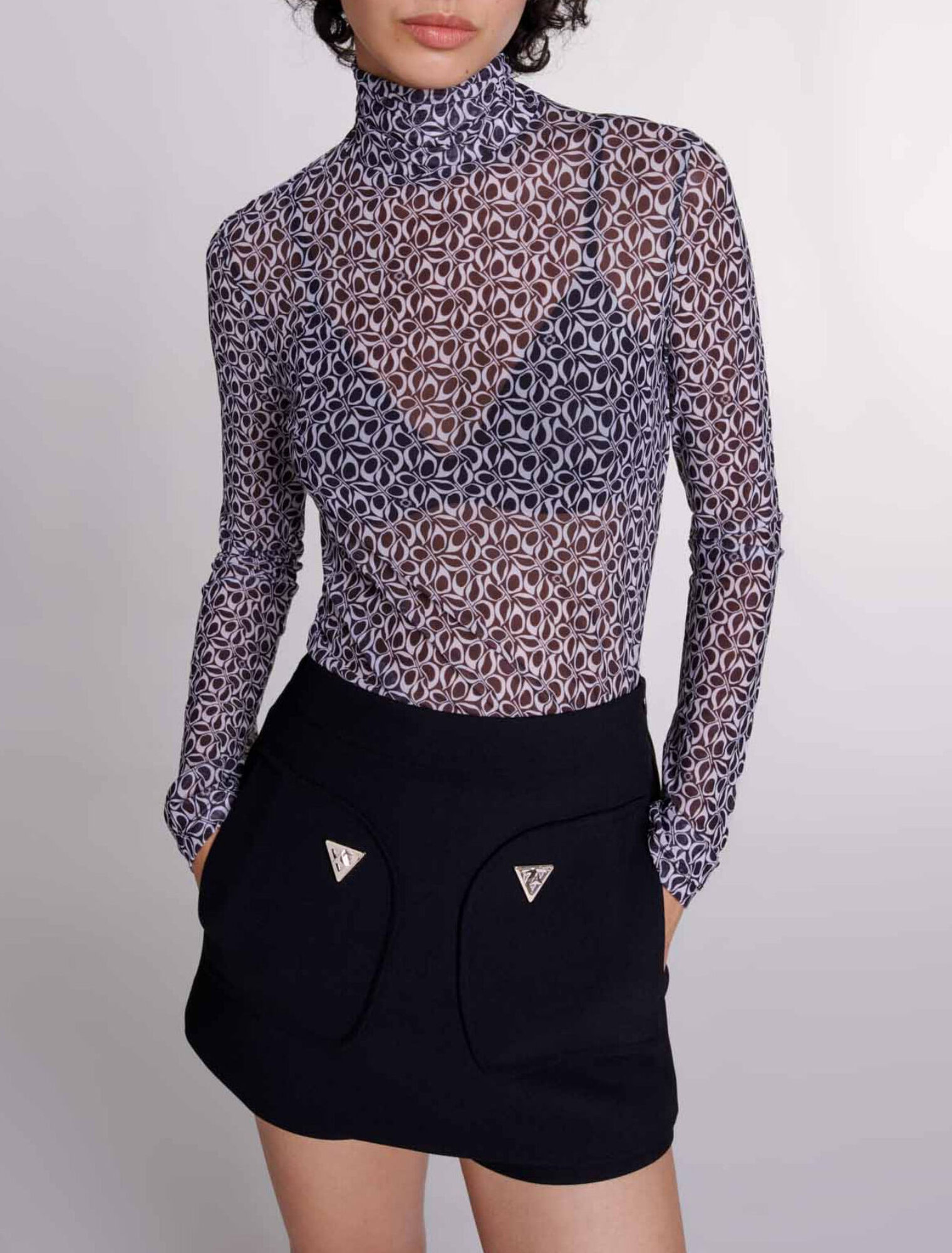 Semi-sheer patterned top
