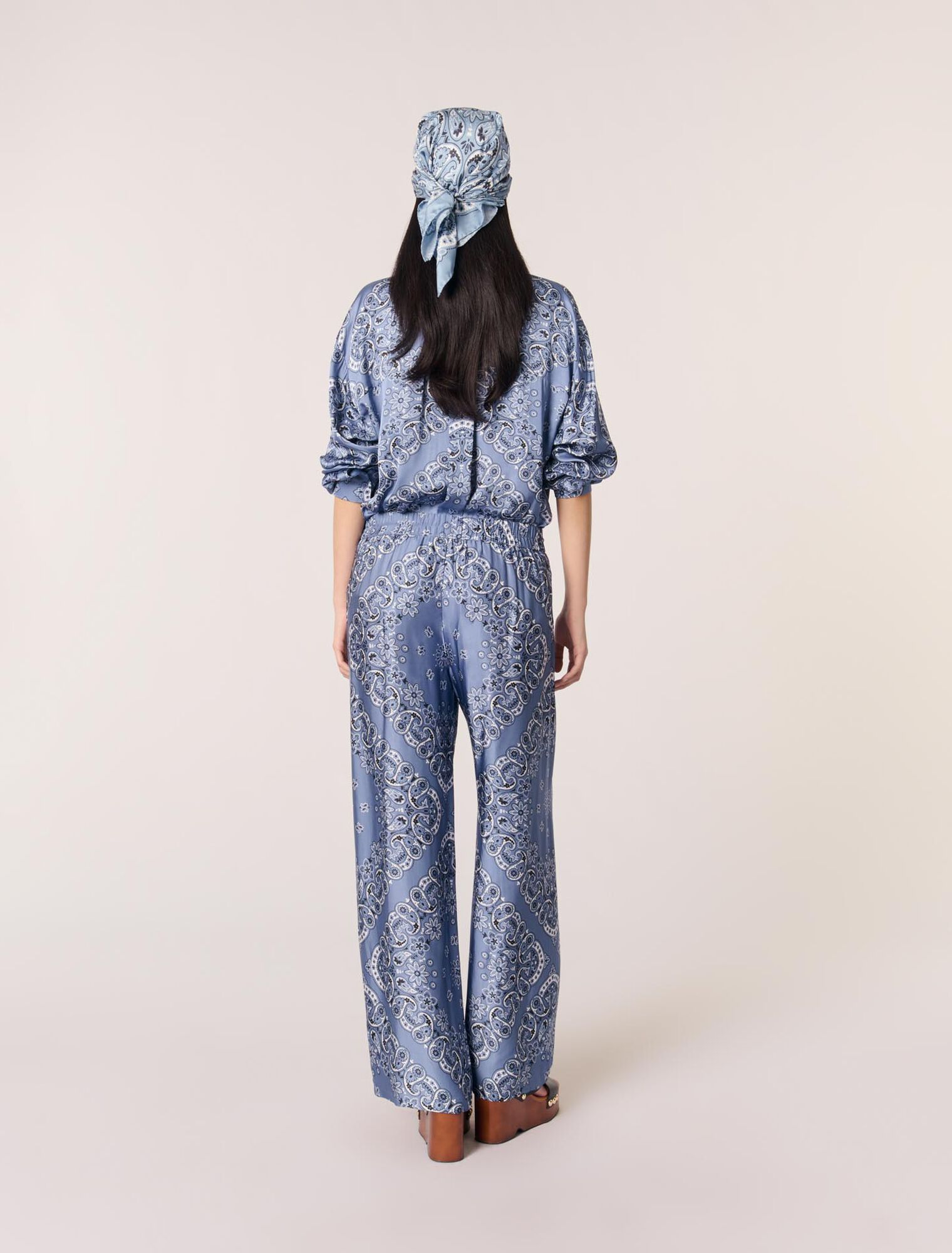 Flowing patterned bandana print pants