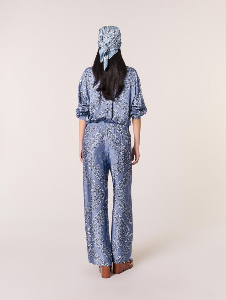 Flowing patterned bandana print pants