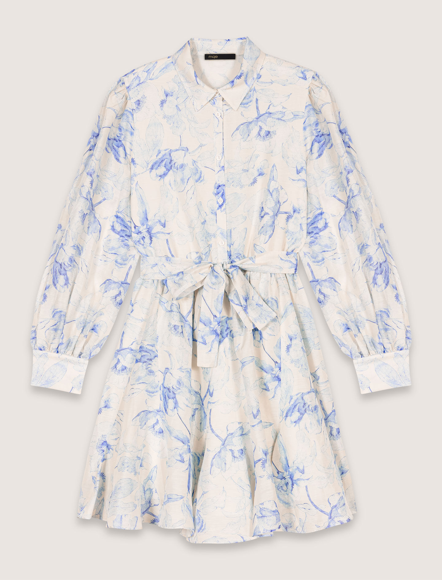 Patterned shirt dress Blue For Women | Maje