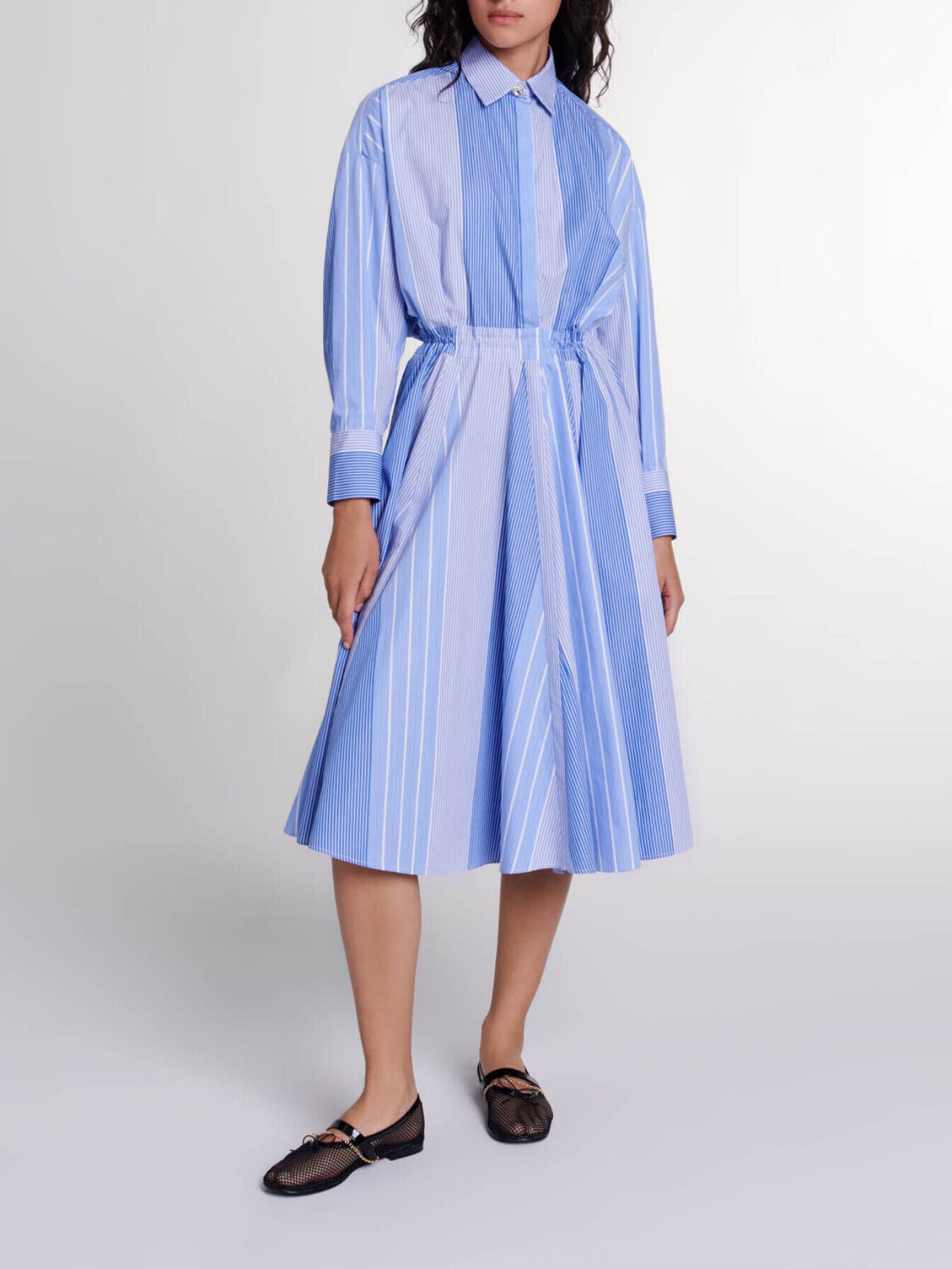Striped patchwork dress Blue For Women | Maje