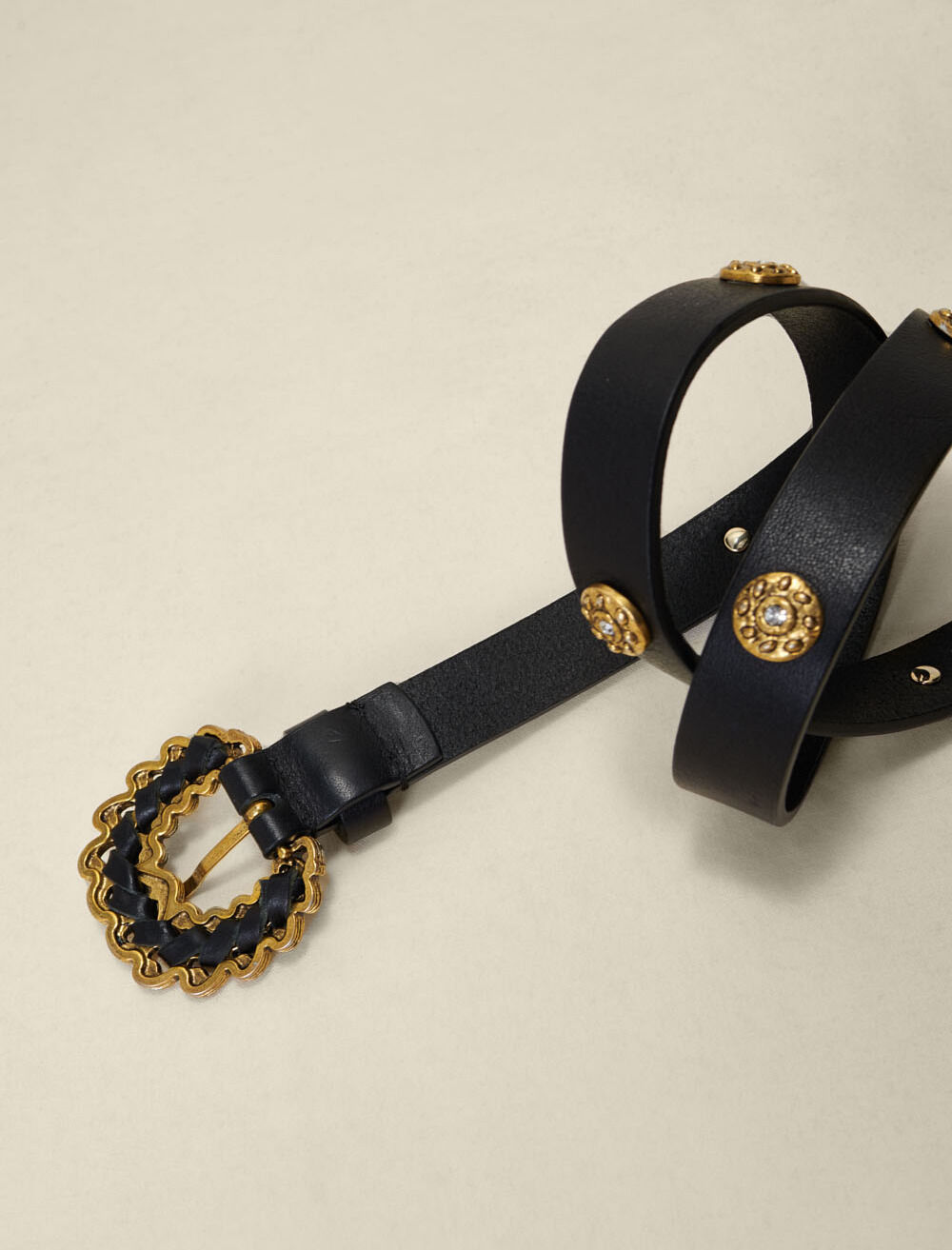 Rhinestone leather belt