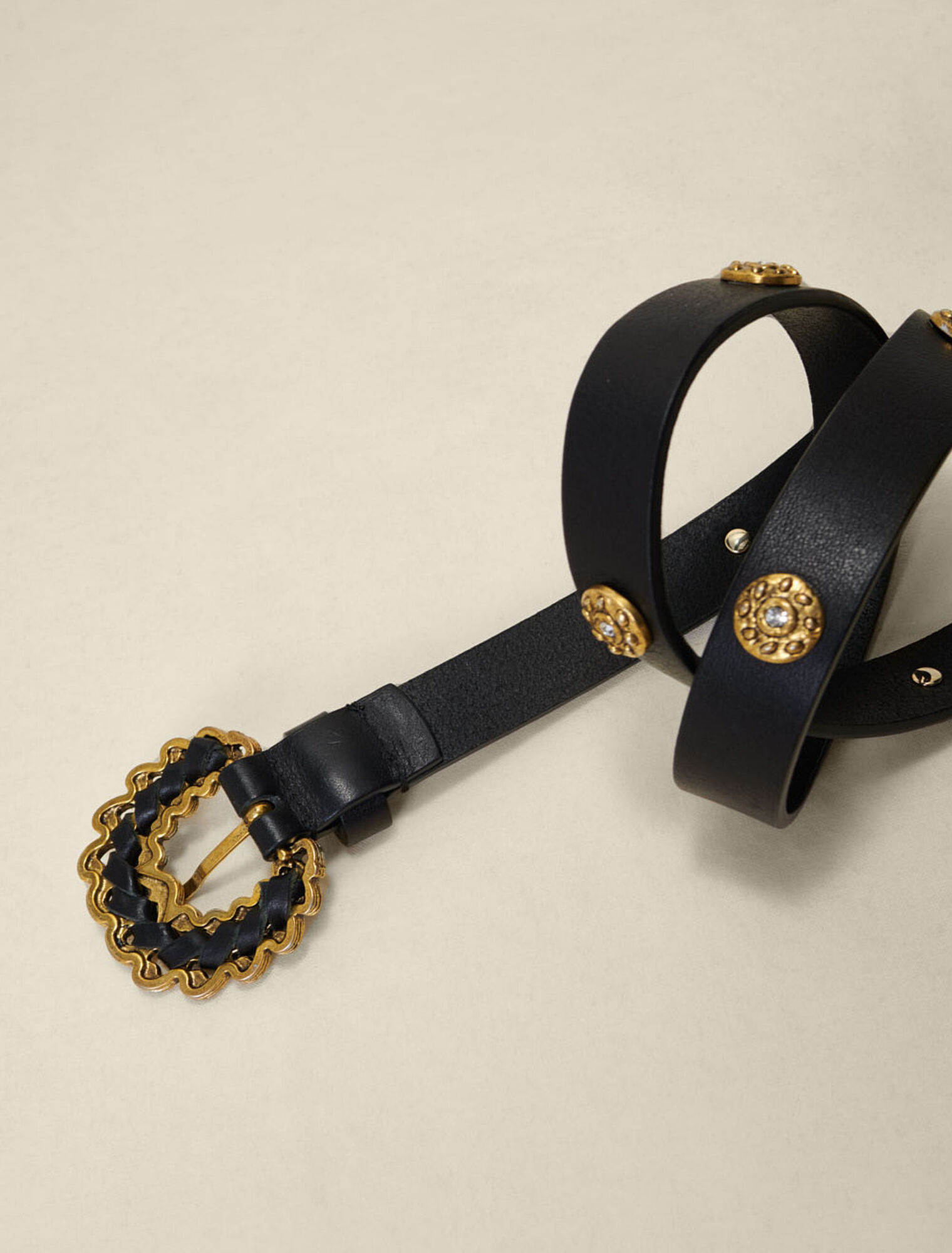 Rhinestone leather belt